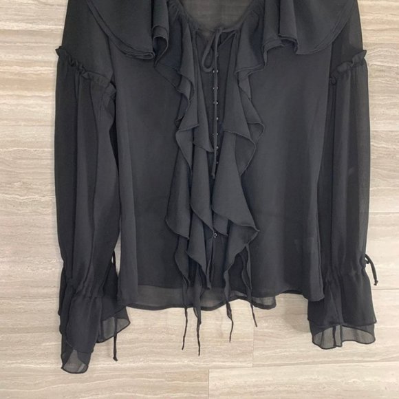 Womens Metro 7 Ruffle Button Down Blouse - Picture 3 of 11